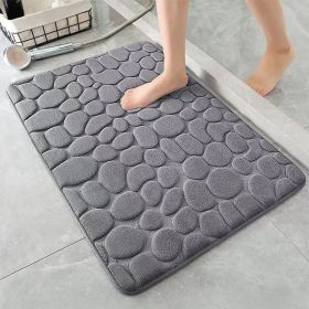 1pc Memory Foam Bath Rug, Cobblestone Embossed Bathroom Mat, Rapid Water Absorbent And Washable Bath Rugs, Non-Slip, Thick, Soft And Comfortable Carpe (Color: Grey, size: 40*60cm)