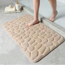 1pc Memory Foam Bath Rug, Cobblestone Embossed Bathroom Mat, Rapid Water Absorbent And Washable Bath Rugs, Non-Slip, Thick, Soft And Comfortable Carpe (Color: Camel, size: 50*80cm)