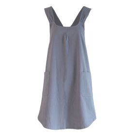 1pc Cotton Linen Apron; X-Back Aprons With Pockets; Halter Apron For Chef Gardening Cooking Baking Florist Shop Painting Pinafore Barista; Bib Overall (Color: Light grey)