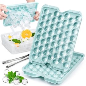 Combler Ice Cube Tray with Lid and Bin, Small Round Ice Cube Trays for Freezer 2 Pack, Upgraded 53X2 Pcs Thin Ice Tray Easy Release, Small Ice Maker, (size: 53 ice balls)